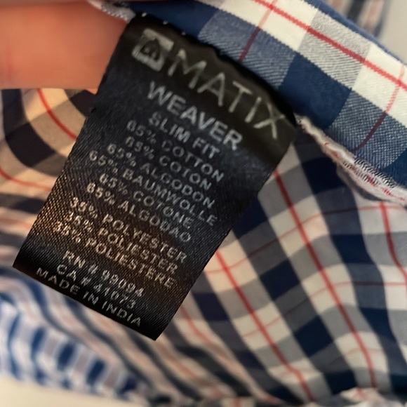 MATIX Mens Checkered button down - like new! - Picture 5 of 6